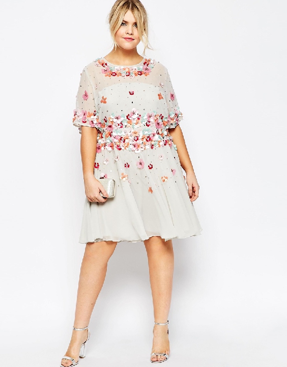 asos curve 3D embellished skater dress