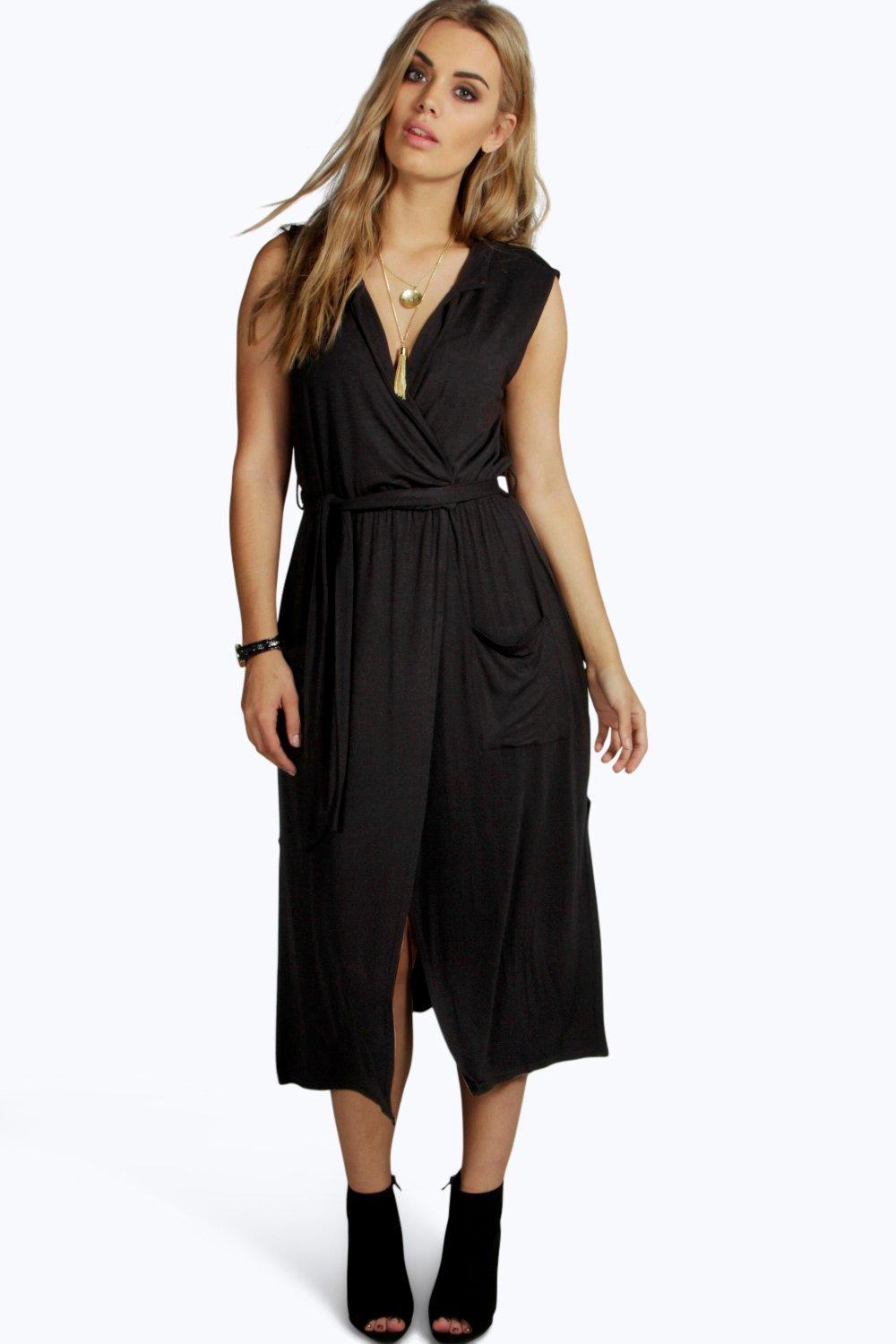 boohoo tie waist midi dress