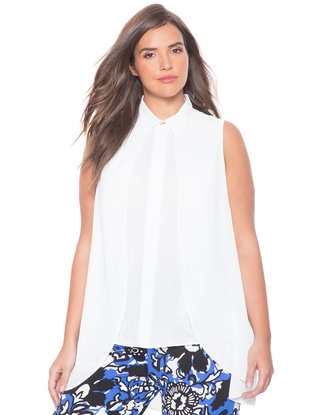 eloquii asymmetrical button down