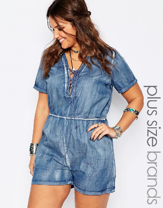 asos plus chambray romper