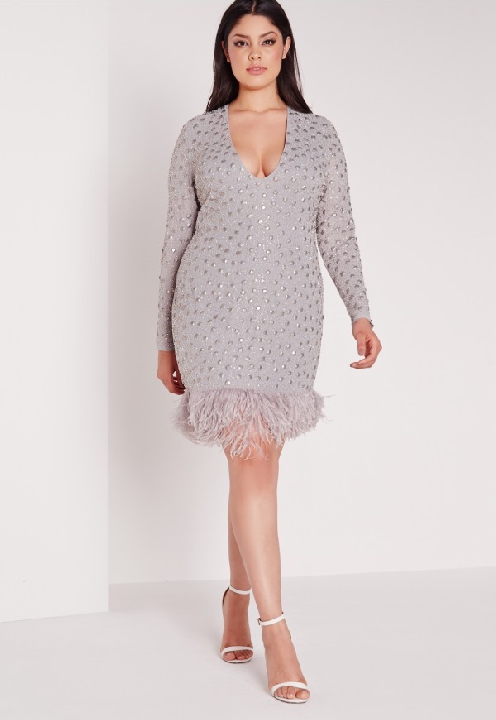 missguided feather trim dress