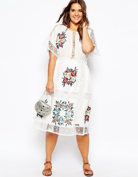 asos curve embroidery midi dress