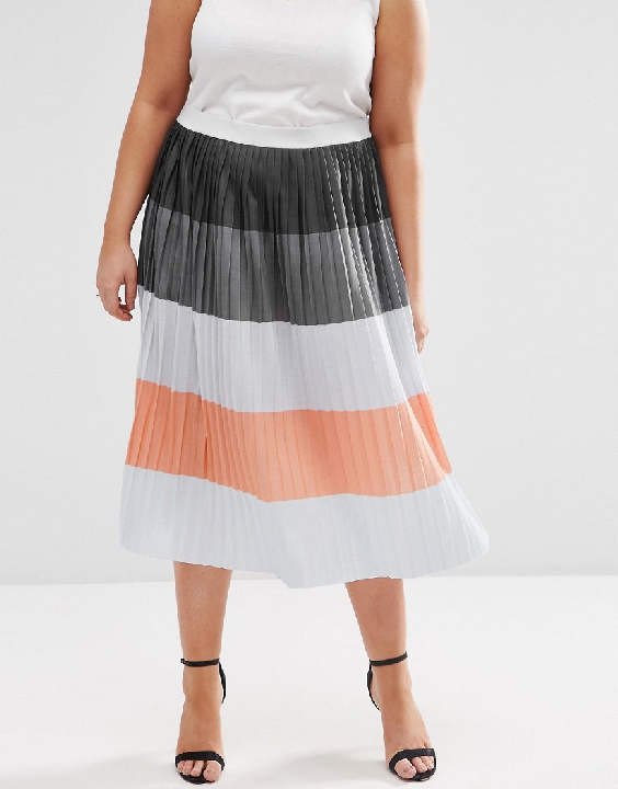 asos curve pleated color block skirt