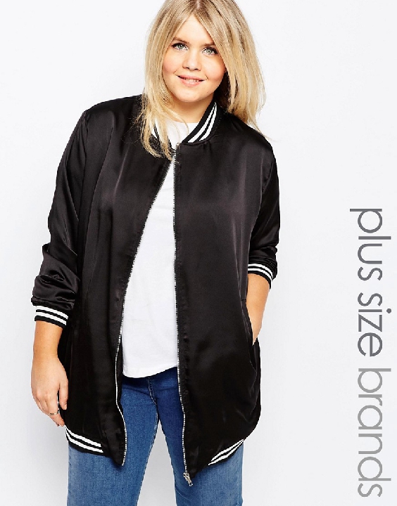 asos plus longline bomber