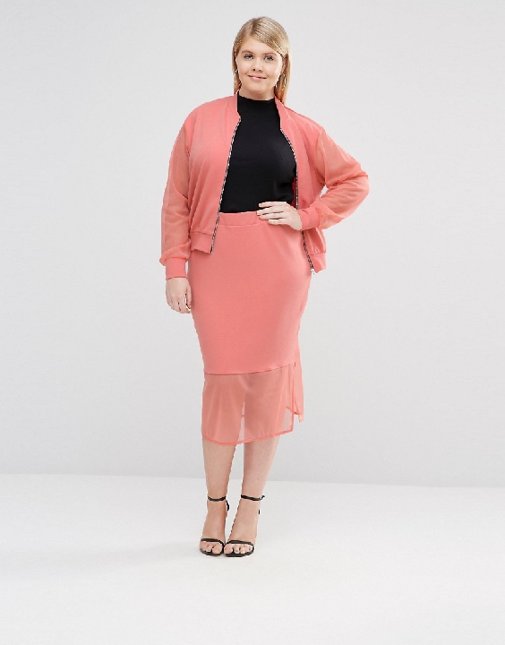 asos plus sheer sleeve bomber