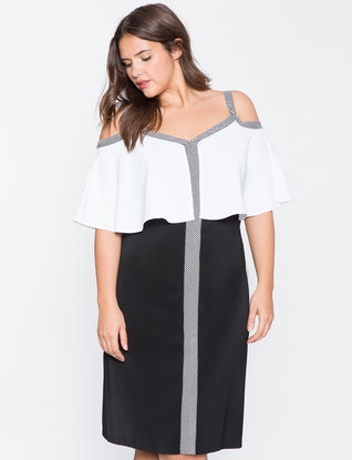 eloquiii cold shoulder overlay dress