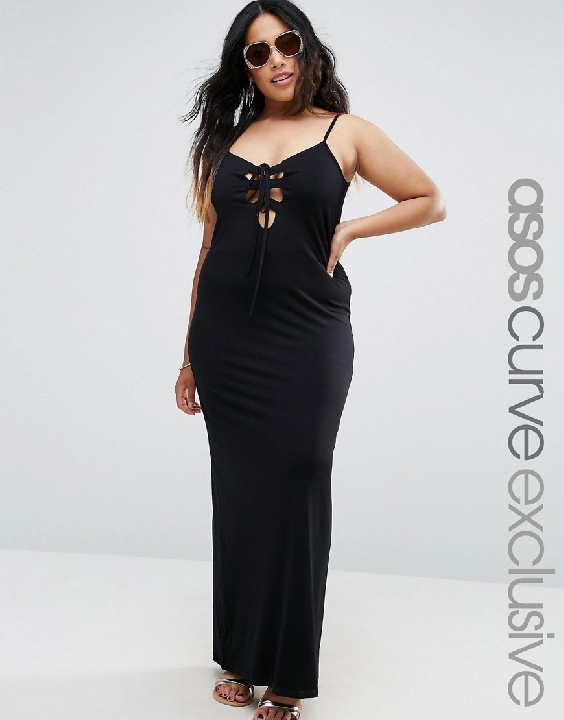 asos curve lace up front dress