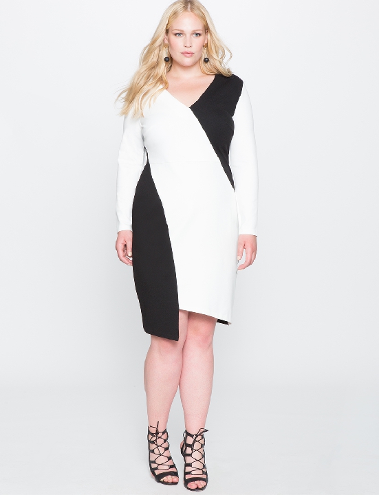 eloquii colorblock asymmetrical dress