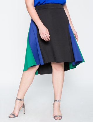 eloquii colorblock flare skirt