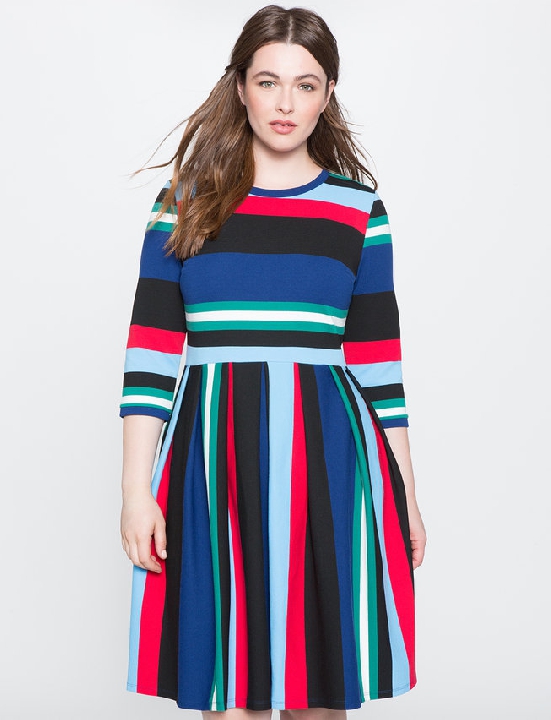 eloquii opposing striped dress