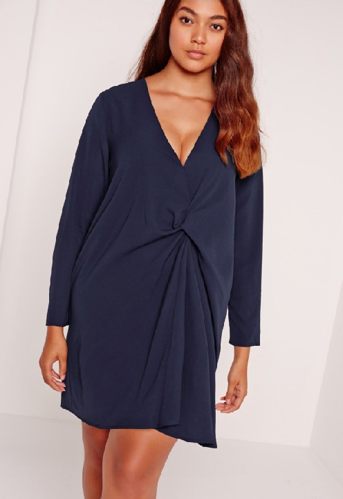 missguided knot front oversized dress